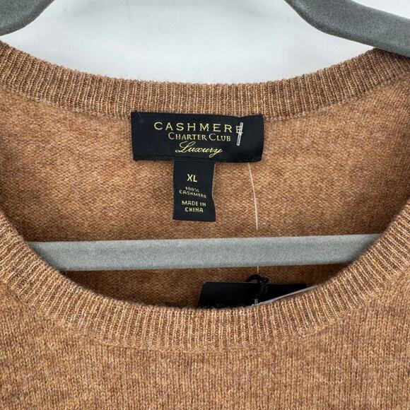 NWOT Charter Club Women XL Crewneck Long Sleeve Cashmere Brown Pullover Sweater - Picture 4 of 7